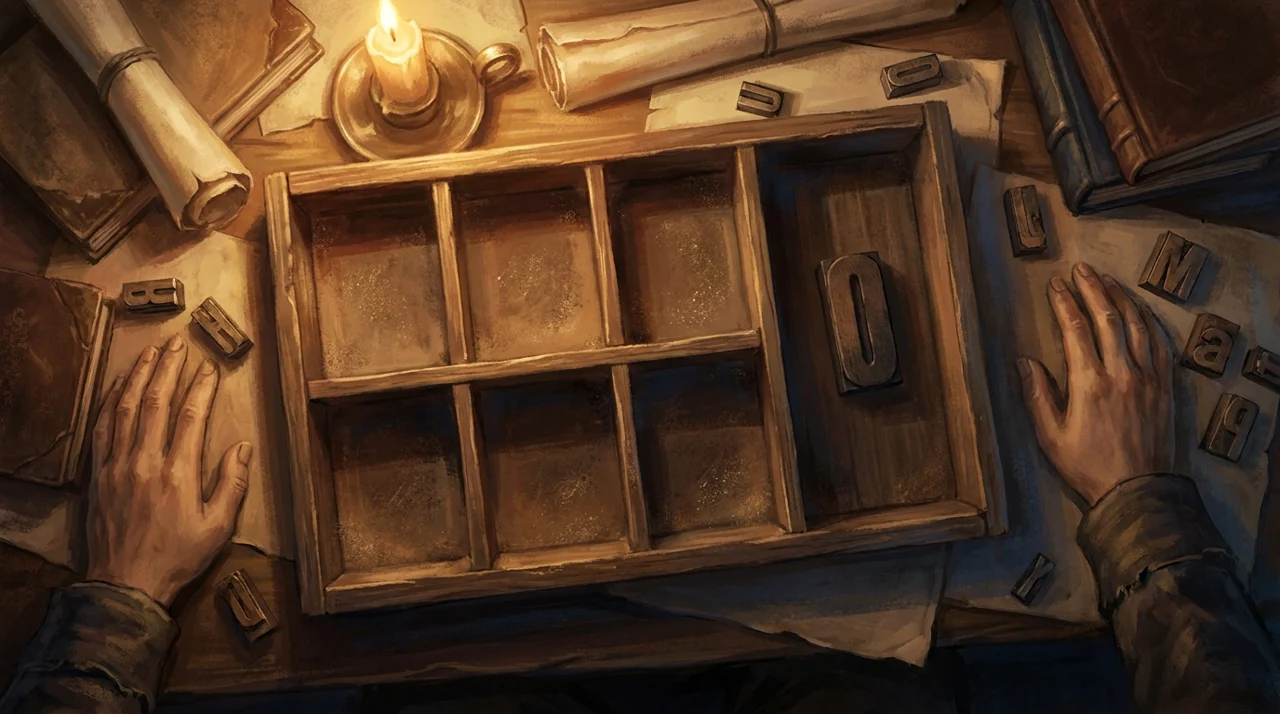 Наборная касса: в шести ячейках помещается больше, если собрать буквы в крупную единицу