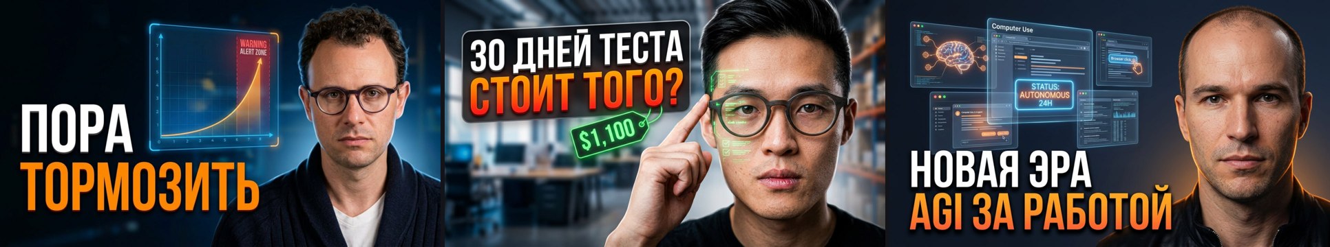Превью выпусков, которые агент собрал сам: лицо героя, крупная надпись, единый стиль