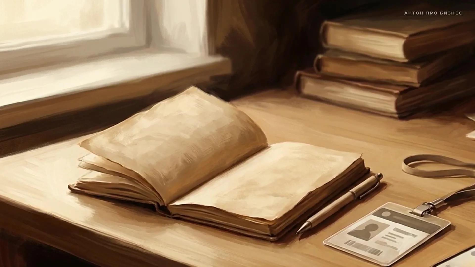 Раскрытая книга на столе у окна