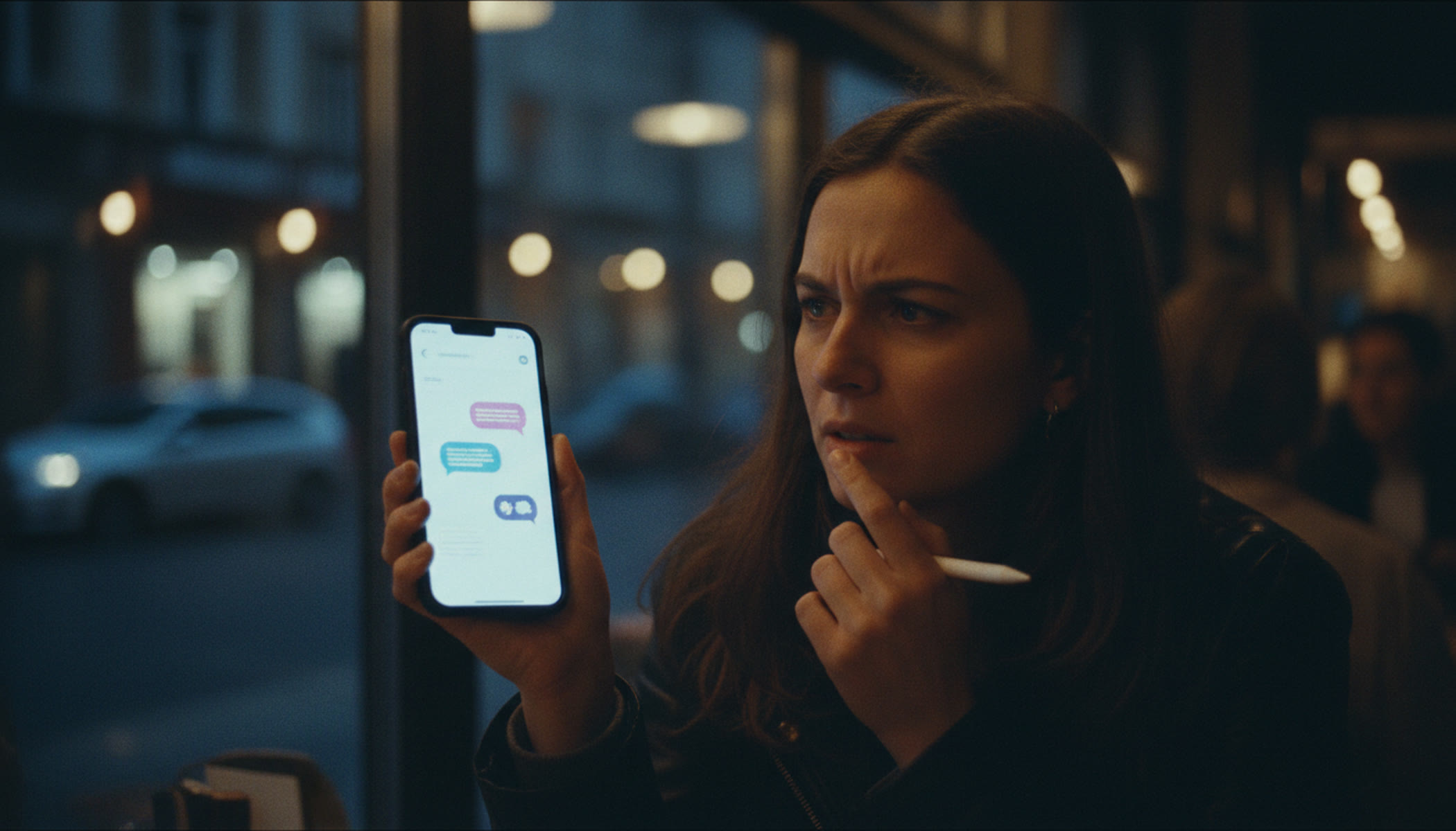 Человек спрашивает совета у AI-ассистента на смартфоне